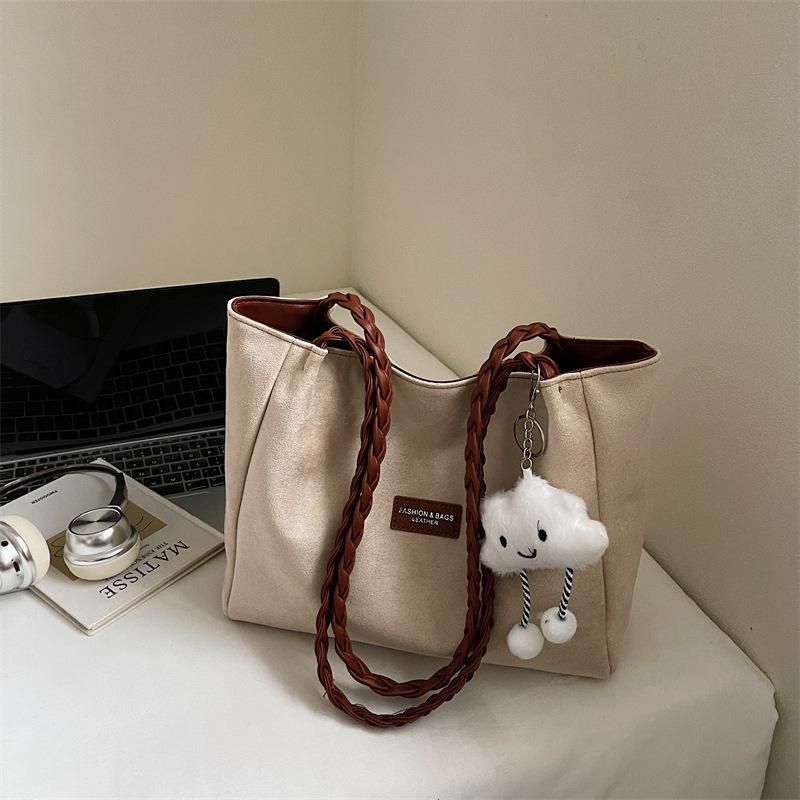 

Повсякденна сумка великої місткості для жінок, студенток коледжу, сумка для занять, модна сумка-тоут на одне плече для поїздок на роботу бежевий