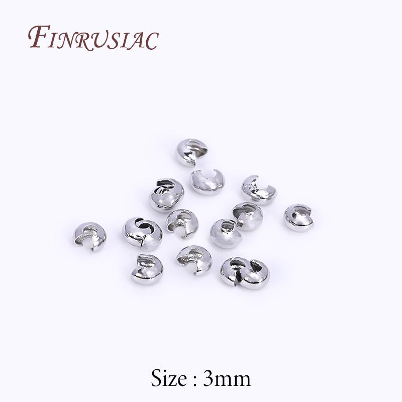 50/100Pcs 18K Gold Plated Crimp Covers,Round Covers Open Crimp End Beads,Stopper Spacer Beads For DIY Jewelry Making Supplies
