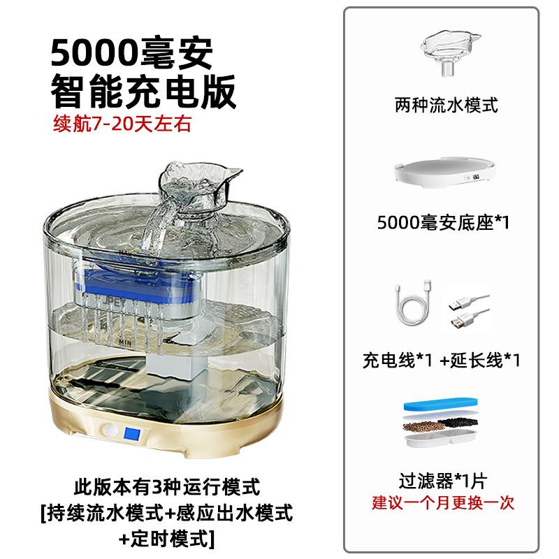 New Wireless Charging Pet Water Dispenser Cat Automatically Circulates Live Water Intelligent Induction Drinking Bowl