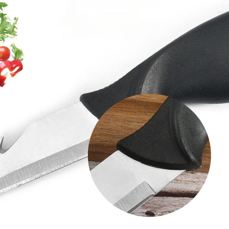 Fischmesser aus Edelstahl mit schwimmender Fischklinge, multifunktionales Küchenmesser, Outdoor-Fischmesser, Wellenschliffmesser mit Scheide