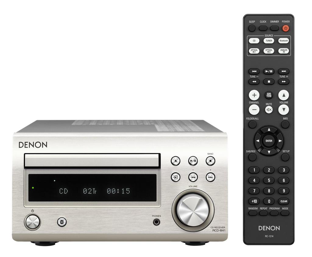Denon Wide FM-Radiotuner mit diskretem Verstärker, kompatibler CD-Receiver, Premium Silber RCD-M41 AM/FM Bluetooth® RCD-M41SP
