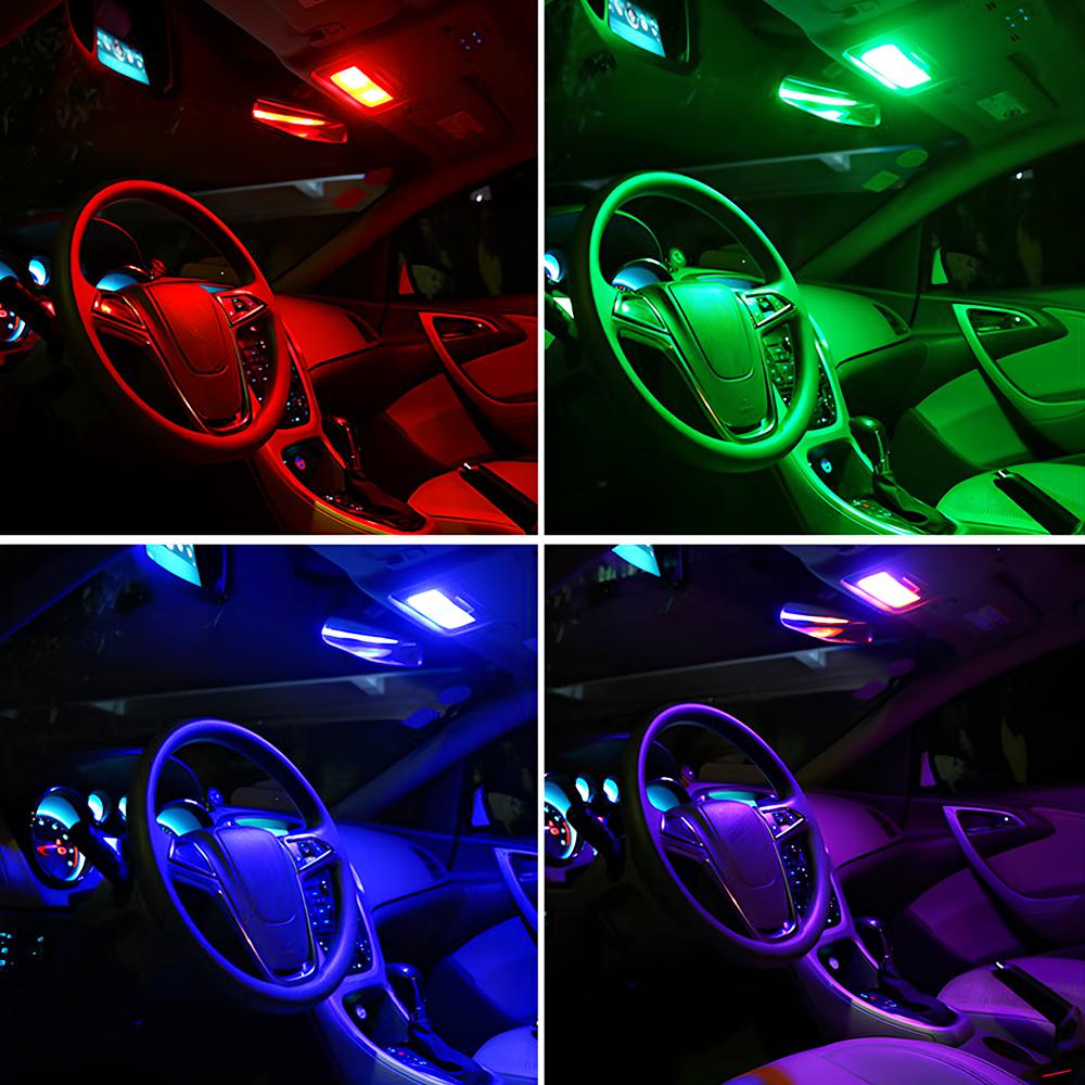 T10 RGB 12Led 15Led 24Led 36Led Car Led Remote Control Rgb Car Led Panel Interior Auto Lights Reading Dome Festoon BA9S Adapter DC 12v Light