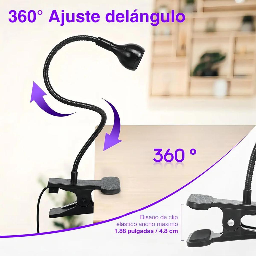 Black Nail Lamp with Clip, Pedicure Nail Lamp
