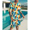 Summer Colorful Grid 3D Printed Short Sleeved Shorts Set Personalized Soft Comfortable Loose Breathable Plus Size Men's Sports Wear
