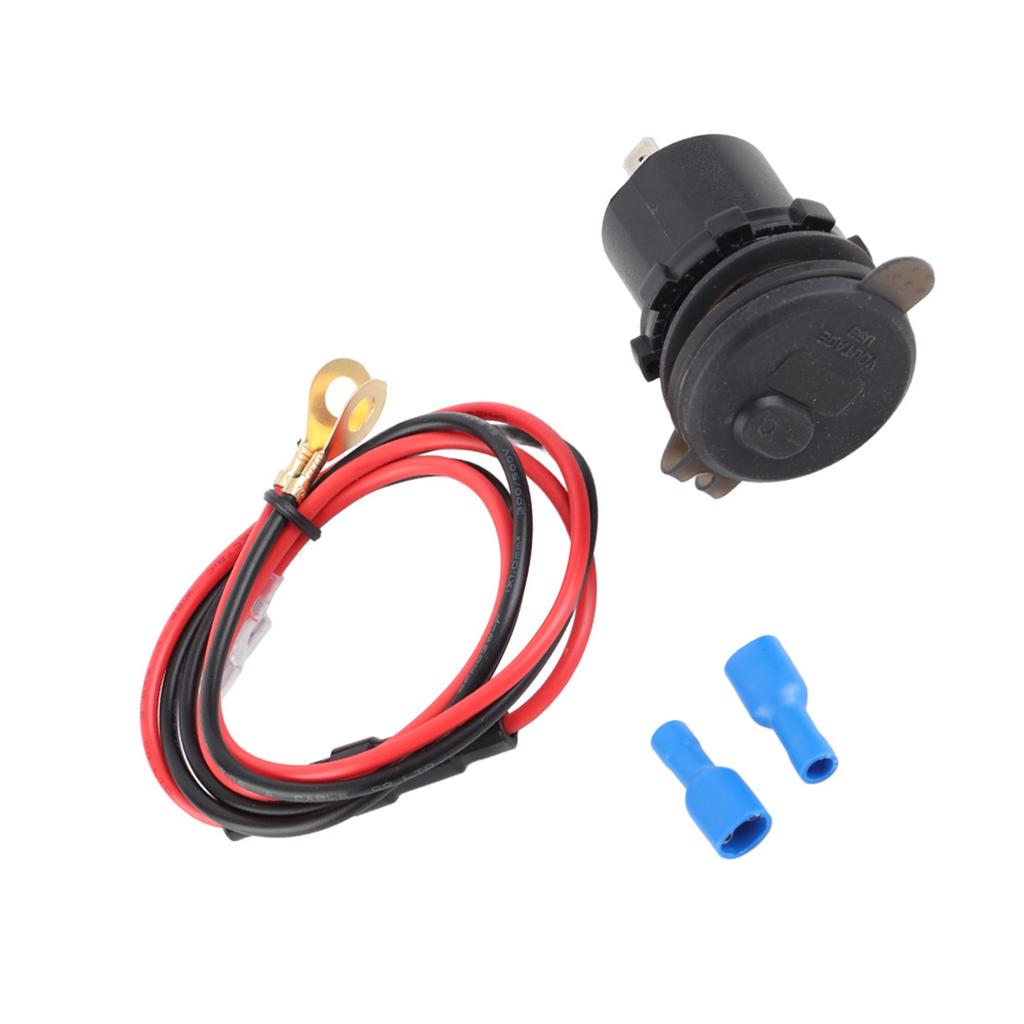 12V IP66 3.0A LED Digital Phone Charger Independent Switch Adapter with 23.6in Line Red DC12‑24V