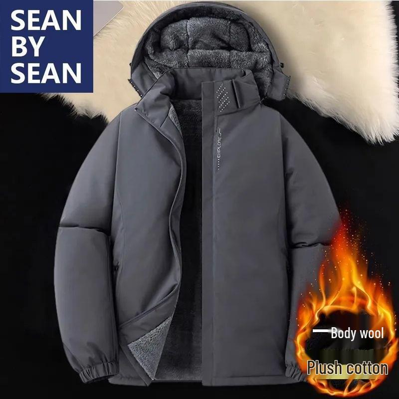 Men's Winter Windproof Waterproof Cotton Jacket with Velvet Lining - Warm Outdoor Coat for Takeaway Riders