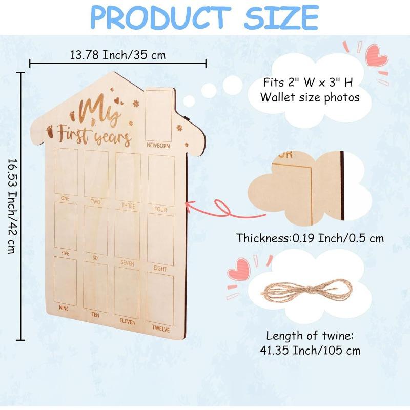 

Деревянная фоторамка на первый год жизни ребенка, фоторамка на 12 месяцев, подарок на первый день рождения для мальчика и девочки