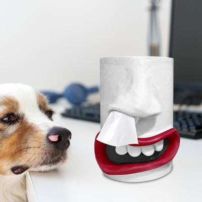 Funny Face Tissue Holder Resin Handmade Nose Mouth Tissue Dispenser Tabletop Toilet Paper Holder Tissue Organizer for Bathroom Living Room Decor