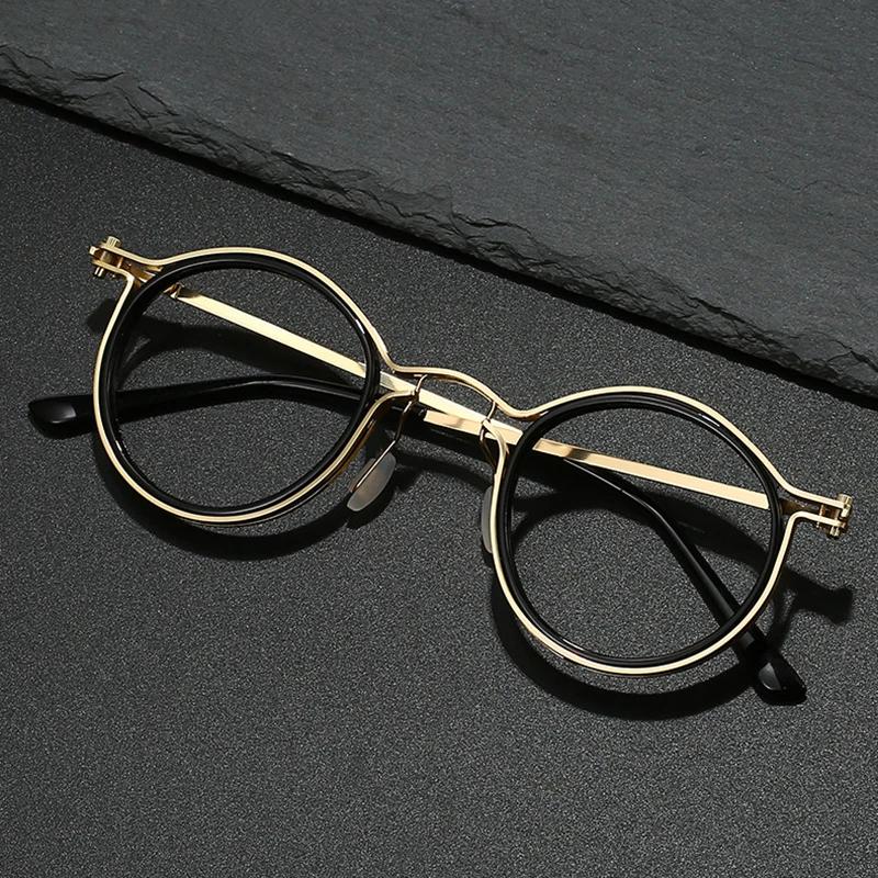 Round Reading Glasses Female Male Ultra-Light Metal Anti Blue Light Transparent Lens Optical Eyeglasses Oculos De Grau Masculino