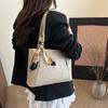 Pu Solid Color Large Capacity Commuter Casual Shoulder Tote Bag For Women