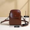 Retro oil wax cowhide small bag mobile phone bag new leather women's bag shell bag versatile shoulder messenger bag