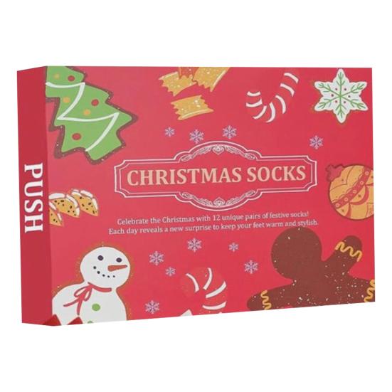 Sock Advent Calendar 2025 24 Days Christmas Countdown Calendar 12 Pairs Holiday Surprise Cotton Sock Gifts for Men Women