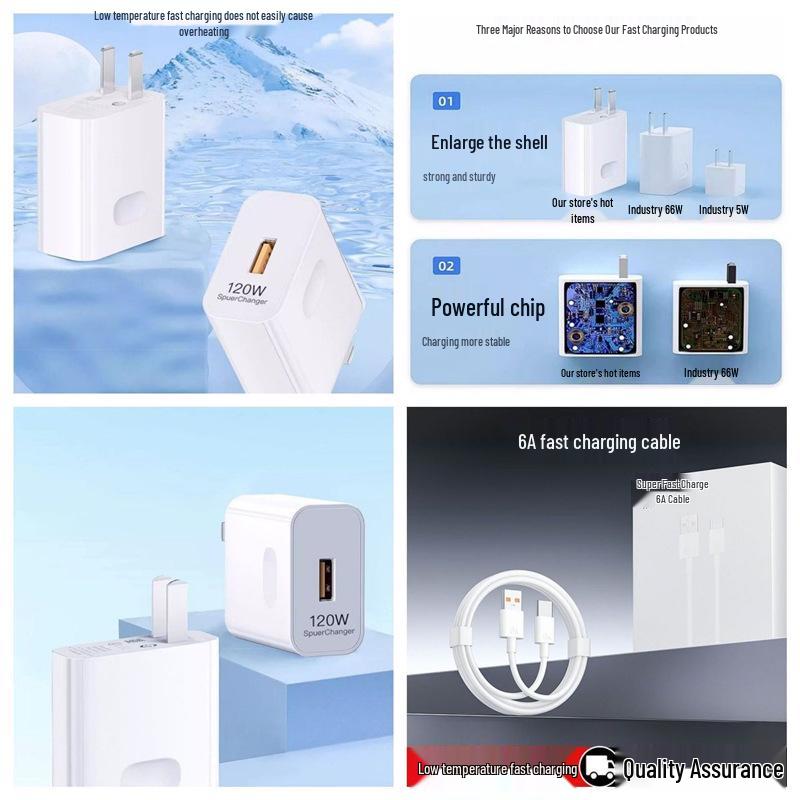 120W Super Fast Charging Huawei & Honor Compatible Data Cable and 66W Original Charger Set