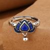 Adjustable Open Ring Women Men Vintage Floral Lotus Design Enamel Copper Jewelry Boho Chic Statement Accessory
