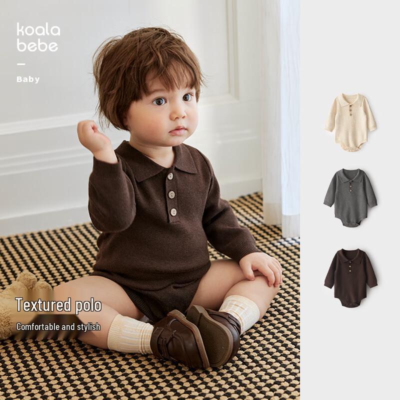 Koala Bebe Merino Wool Blend Polo Knit Baby Romper 90