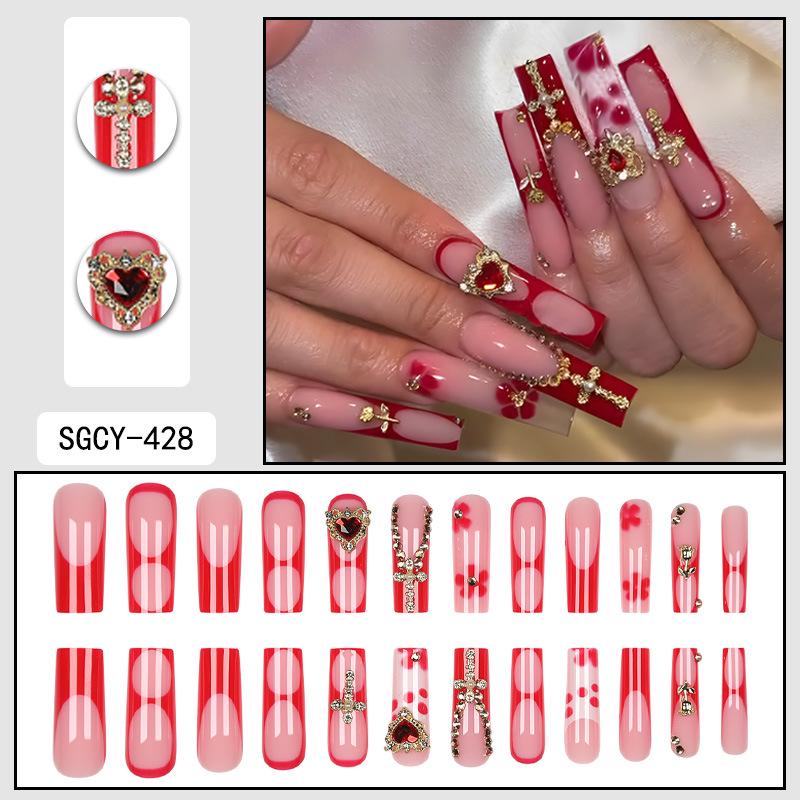 O8 Long Nail Art Tips - European & American High-End Wearable Summer Stickers