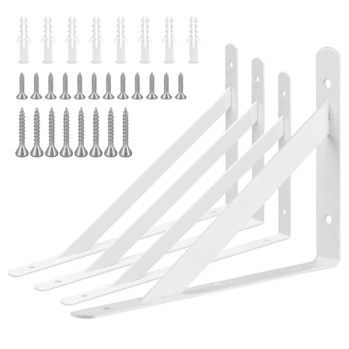 ANDCHI L-Shaped Shelf Brackets, Set of 4, Wall-Mounted, Angle Brackets, L-Shaped Shelf Brackets, Wall-Mounted Hanging Shelves, Brackets with Screws, 2