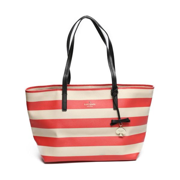 Kate Spade border Marin Tote Bag Hand bag PVC Red x beige Used