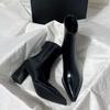 Autumn Winter Fashion Thick Heel Slim Ankle Boot Women Pointed Toe Zipper Shoes Mordern Short Booties  De Mujer