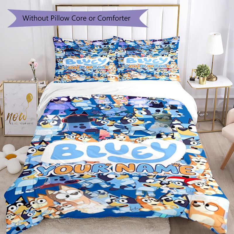 Bluey Customize Your Name Bed CoverBed Suitable for Living Rooms Machine Washable Custom Room Decor Birthday/Christmas GiftSpiritual Gift