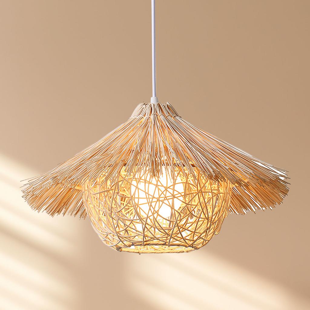 Gewebte Pendelleuchte Rustikale Rattan-Hängelampe Dekorative Exquisite Pendelleuchte für Schlafzimmer