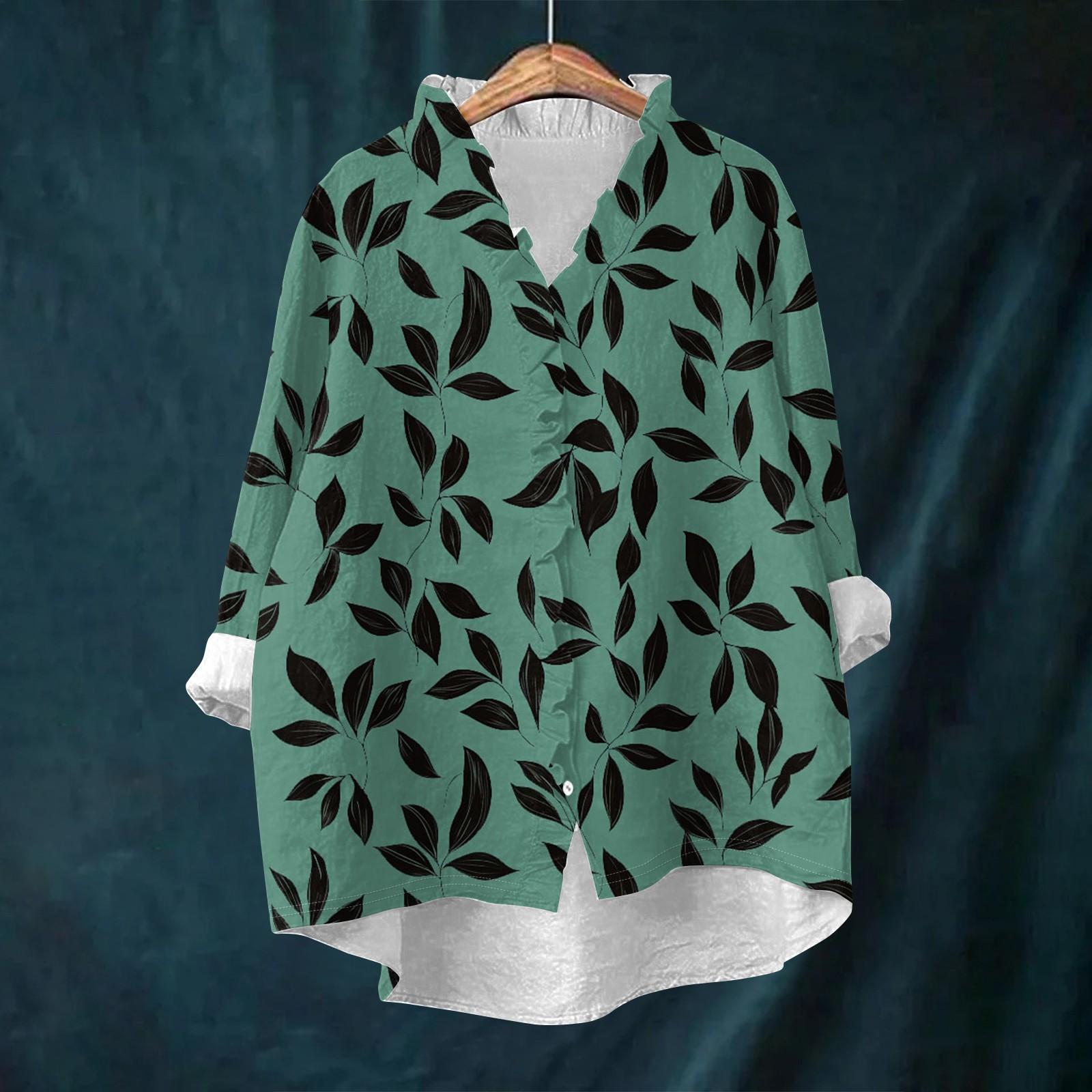 

Женский свободный топ с оборками, в стиле ретро, с цветочным принтом, воротником-стойкой и длинными рукавами, из хлопка и льна L