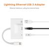 For iPhone/iPad Lightning To RJ45 Ethernet LAN 10/100Mbps Network Ethernet Adapter with Lightning 8Pin+USB Female Port