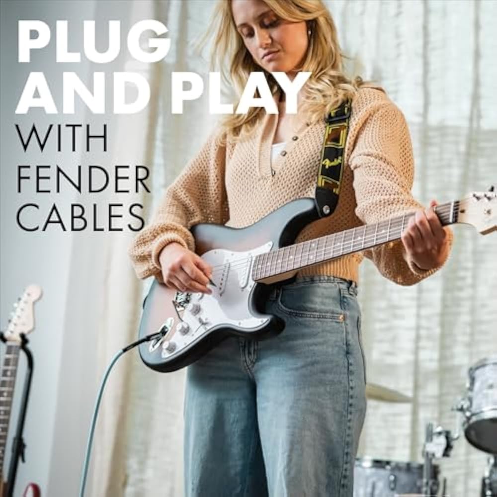 Fender Professional Series Tweed Instrument Cable, Straight/Straight, Daphne Blue, 18ft, 0990815204