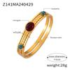 Retro Gold-Plated Titanium Steel Bracelet with Inlaid Natural Stone and Hollow Design for Women