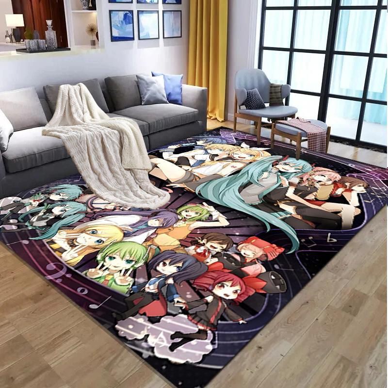 Hatsune Miku Pattern Rug, Indoor/Outdoor Mat, for Picnic, Gameroom, Bedroom, Office, Living Room, Home Decor Carpet, Birthday Gift