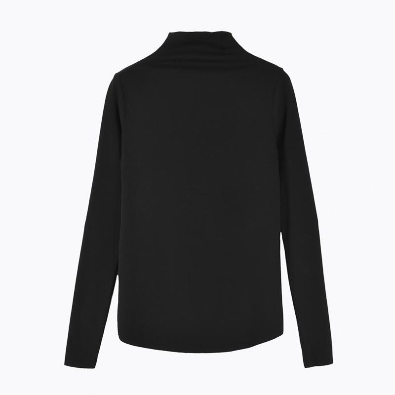 2023 Korean Style Women's Slim Fit Half-High Collar Long-Sleeve Solid Color T-Shirt for Early Autumn