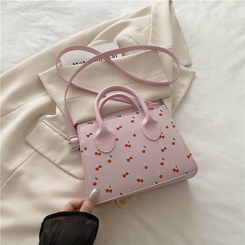 New Trendy Girl Handbag Fashi Commuter Cherry Pillow Bag Niche Printed Texture Shoulder Bag