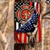 Vintage Metal Poster Firefighter Flag US Emblem Wall Art Decor 27x30cm
