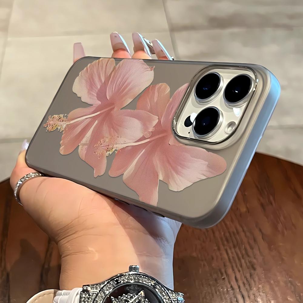 Two Pink Flowers Soft Phone Case For IPhone 17 16 15 14 13 12 11 Pro Max 7 8 XR XS Transparent Silicone Soft Cover Case