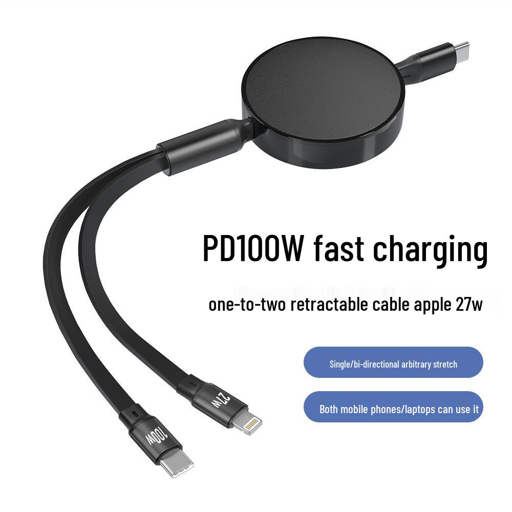 100W/27W PD Fast Charging Retractable Cable for Apple & Huawei Laptops