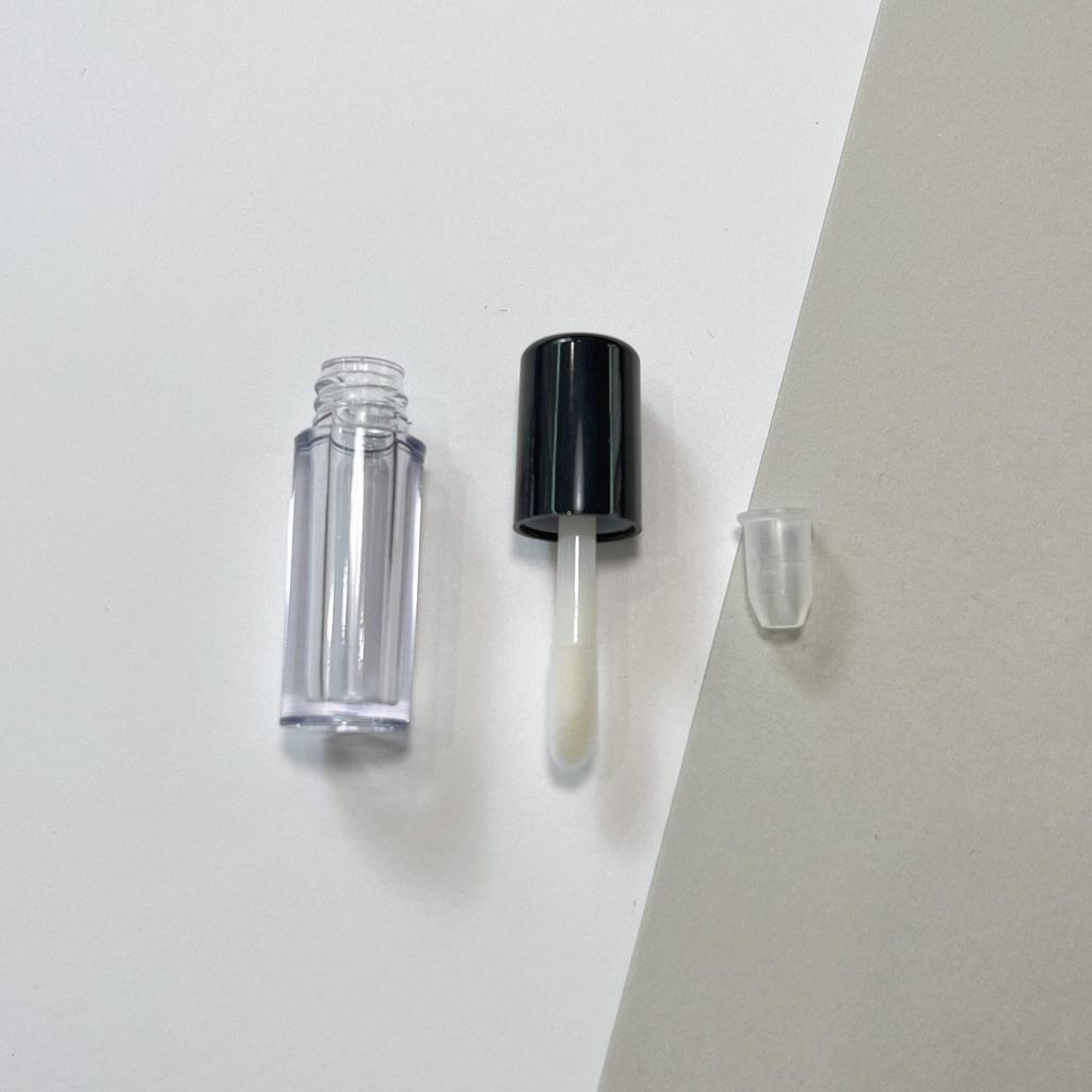 0,5 ml Przezroczysta Tubka Błyszczyka do Ust z Czarną Nakrętką - Opakowanie Kosmetyczne DIY
