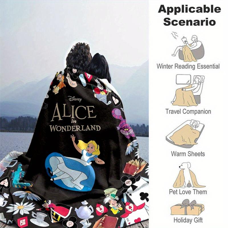 1 Stück, Disney's Alice im Wunderland Heimdekor Decke, Flanell Überwurf, Wohnzimmer, Schlafzimmer oder Outdoor-Abenteuer. Perfekt als Sofadecke