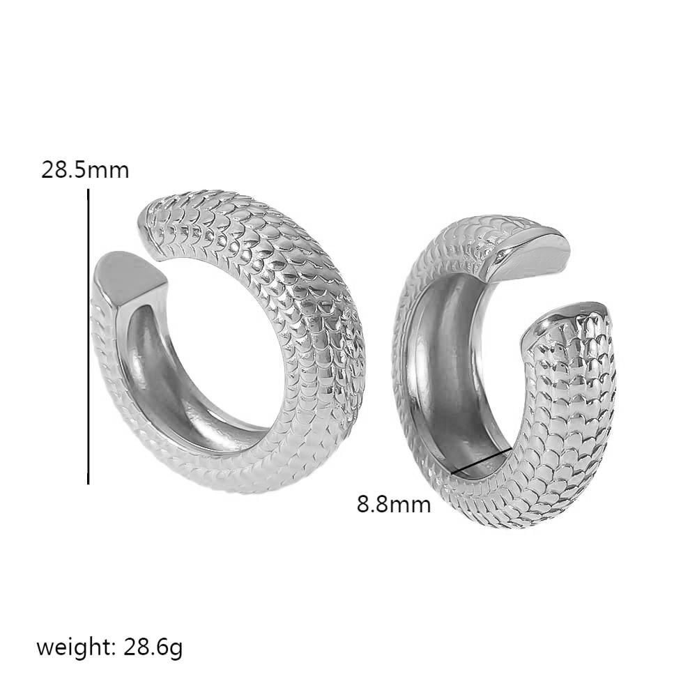 INS Style Niche Fashion Ear Clips 18K Gold Stainless Steel Snake Pattern Ear Clips Simple High-end Earrings Women's Fashion