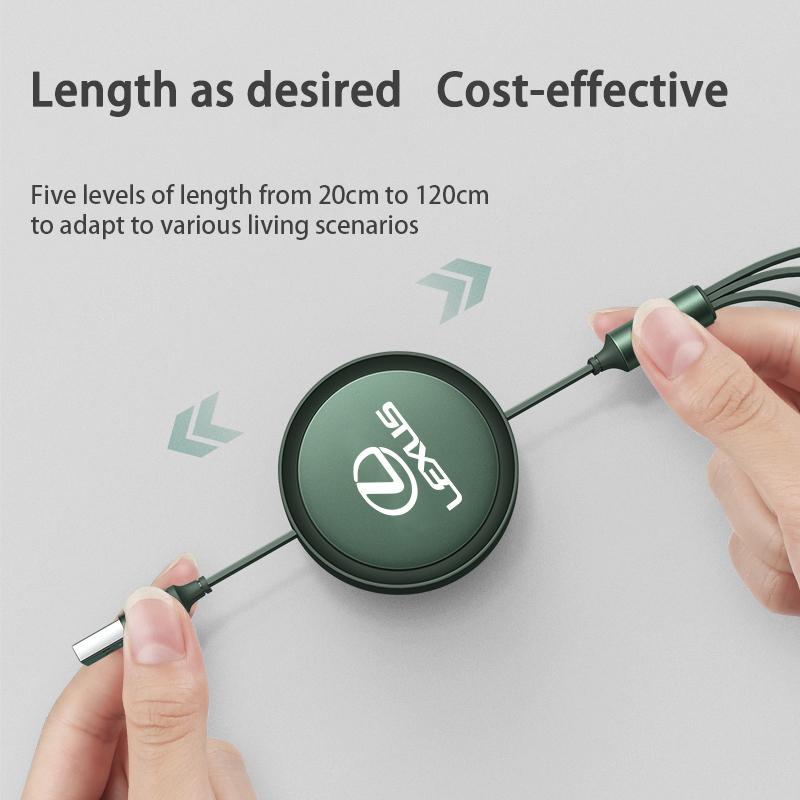 3-in-1 100W for Lexus RX330 IS250 Ct200h LS460 Car Logo fast charger charging cable suitable.