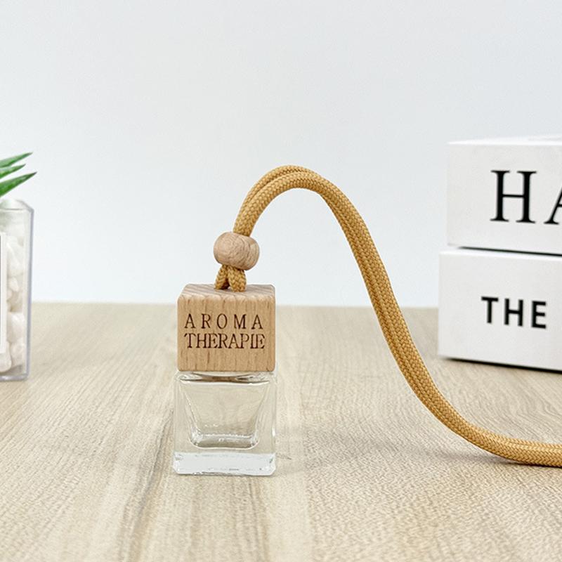 

1Pcs 8Ml Diffusers Essential Oils Empty Wooden Bottle Square Lid Car Hanging Accessories Perfume Bottles Freshener Oil Diffuser A2