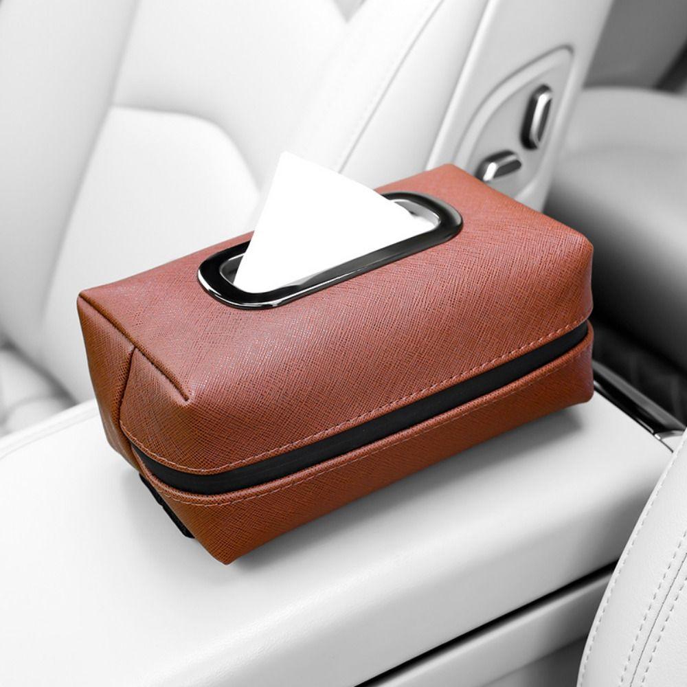 Practical Car Seat Back Tissue Bag PU Leather Tissue Storage Box  Car Interior Accessories