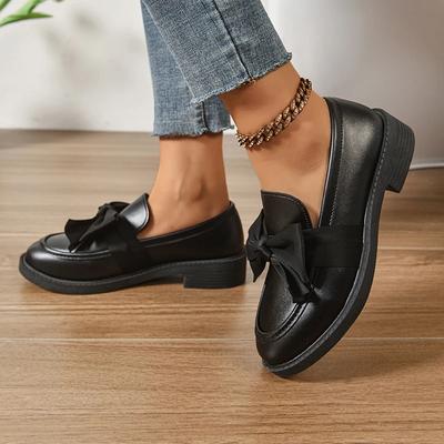 Fashion Bow Tie Decoration Low Top Loafers for Women New Med Heel Round Toe Pumps Woman Fashion Daily Outdoor Platform Shoes Mujer
