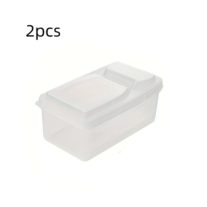 2Pcs/Transparent Rectangular Storage Box Kitchen Spice Box with Compartments and Lid Large Capacity Storage Box