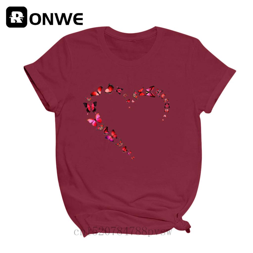 Women Love Heart Fashion 90S Black T Shirt Girl Harajuku 90S White Clothes Female Graphic S