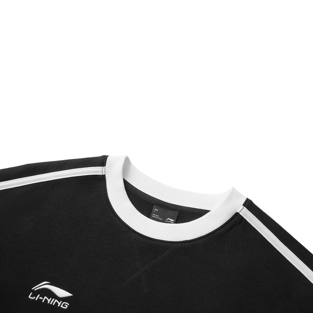 Li Ning Sports Lifestyle Series American High Street Retro Letter Color Block Round Neck Comfortable Breathable Versatile Loose Sweatshirt AWDV397-9