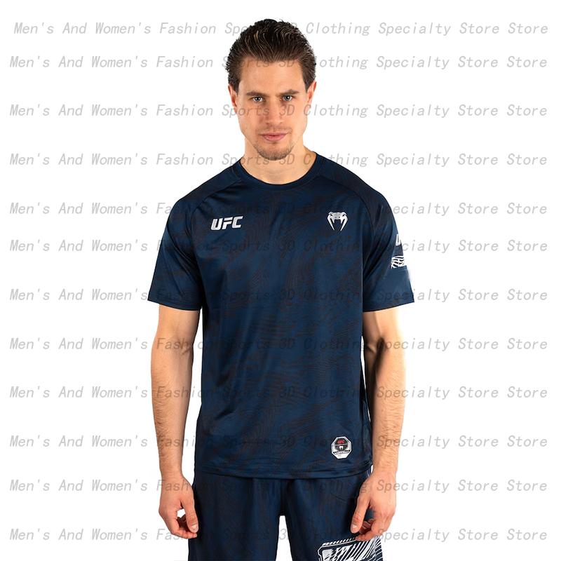 UFC World Boxing T-shirt Fighting Wrestling Match Top 3D Quick Drying Boxing Suit Men's and Women's Extreme Sports Short Sleeves