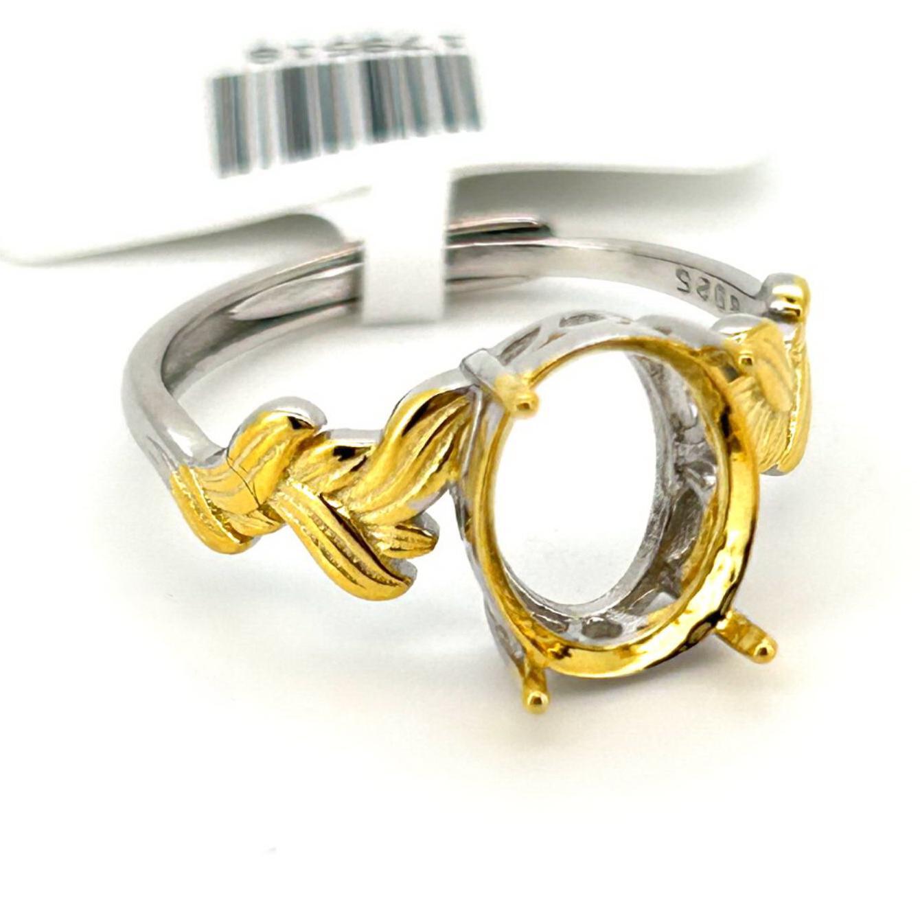 

Овальная оправа для кольца с инкрустацией драгоценными камнями, сделай сам, из стерлингового серебра S925 (8х10 мм) Adjustable Open Size