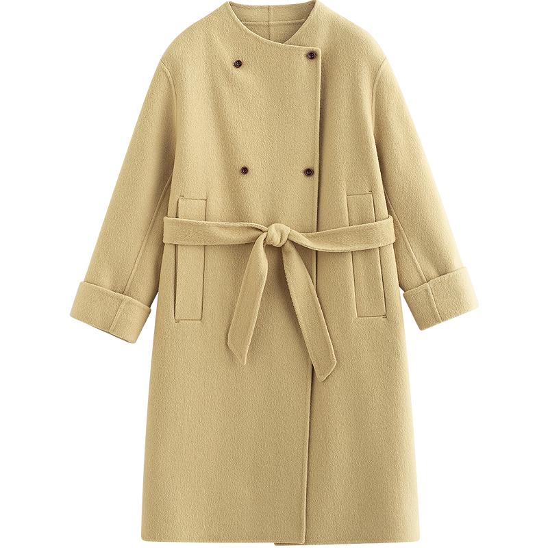 INMAN Women's Alpaca Silk Blend Double-Faced Wool Coat