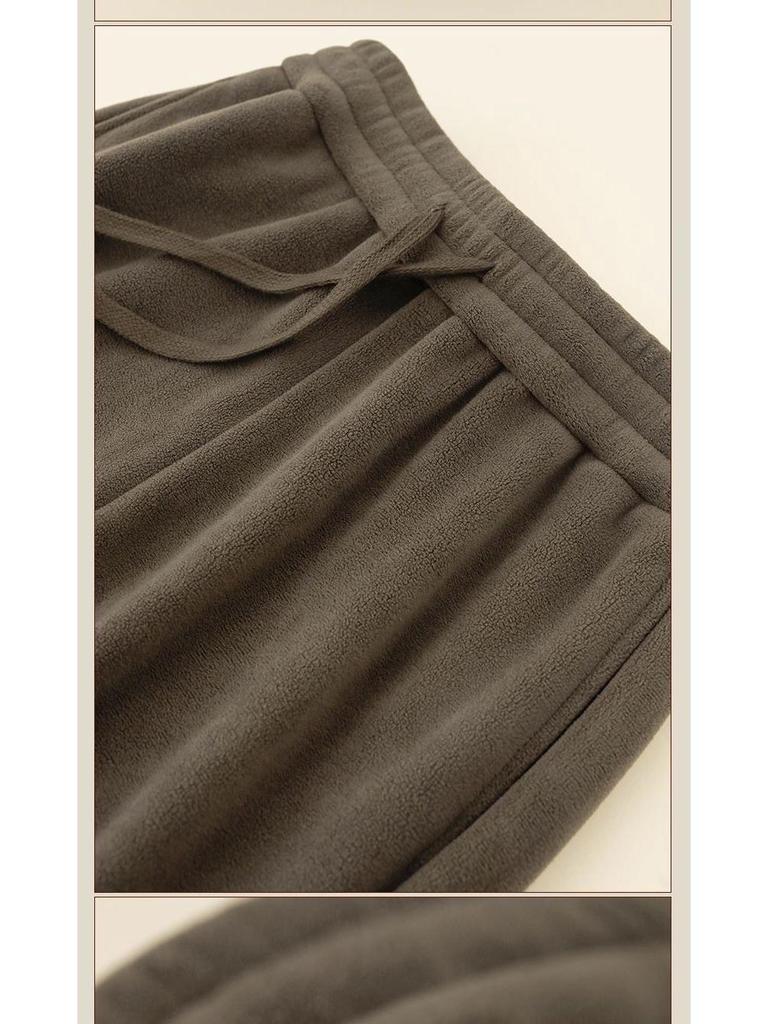 Unisex Heavyweight Fleece Windproof Sweatpants - Thick, Warm, Cuffed Outdoor Pants for Autumn and Winter