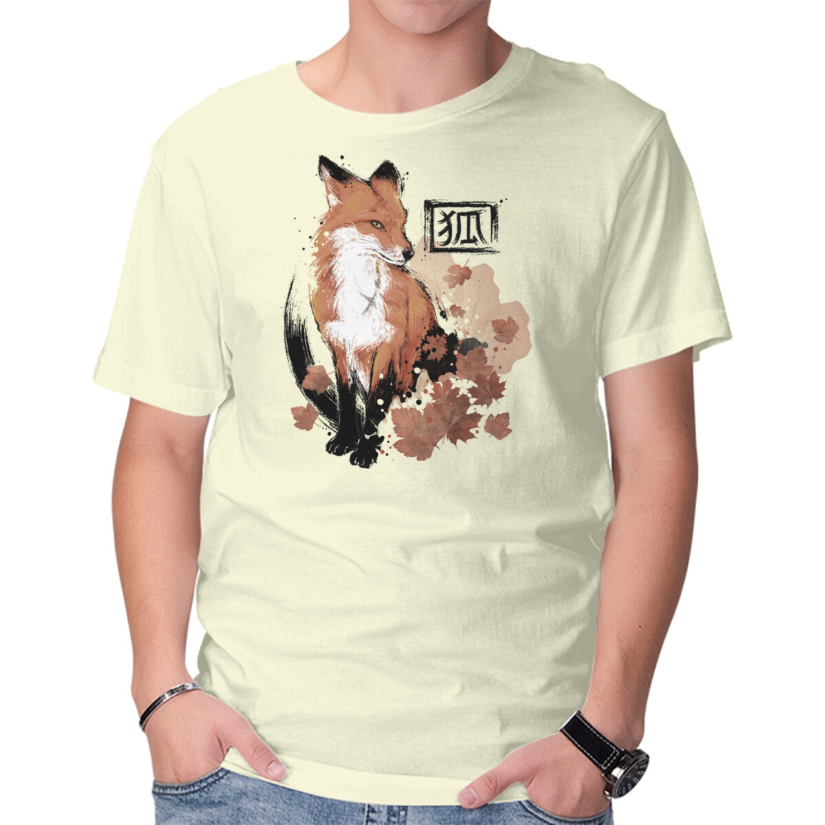 Unisex Crew Neck T-Shirt Red Fox Graphic Short Sleeve Casual Tee XXXL